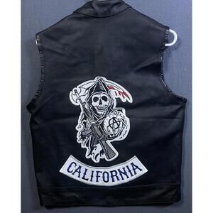 Sons Of Anarchy Leather Vest Motorcycle Biker Vest GENUINE COWHIDE Size Small rd
